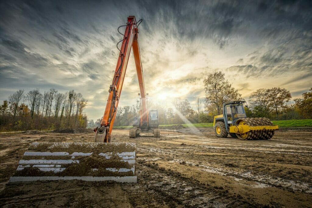 land clearing equipment in a cleared field